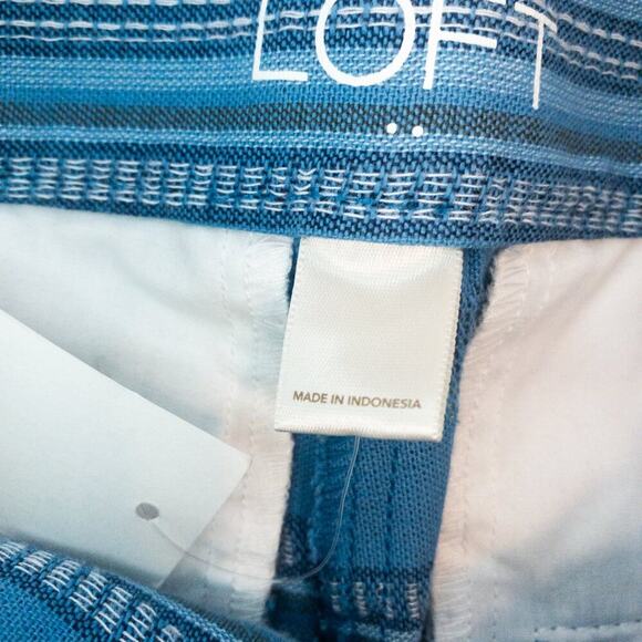 LOFT Striped Blue Green White Mini Shorts Womens Size 2 - Picture 9 of 12